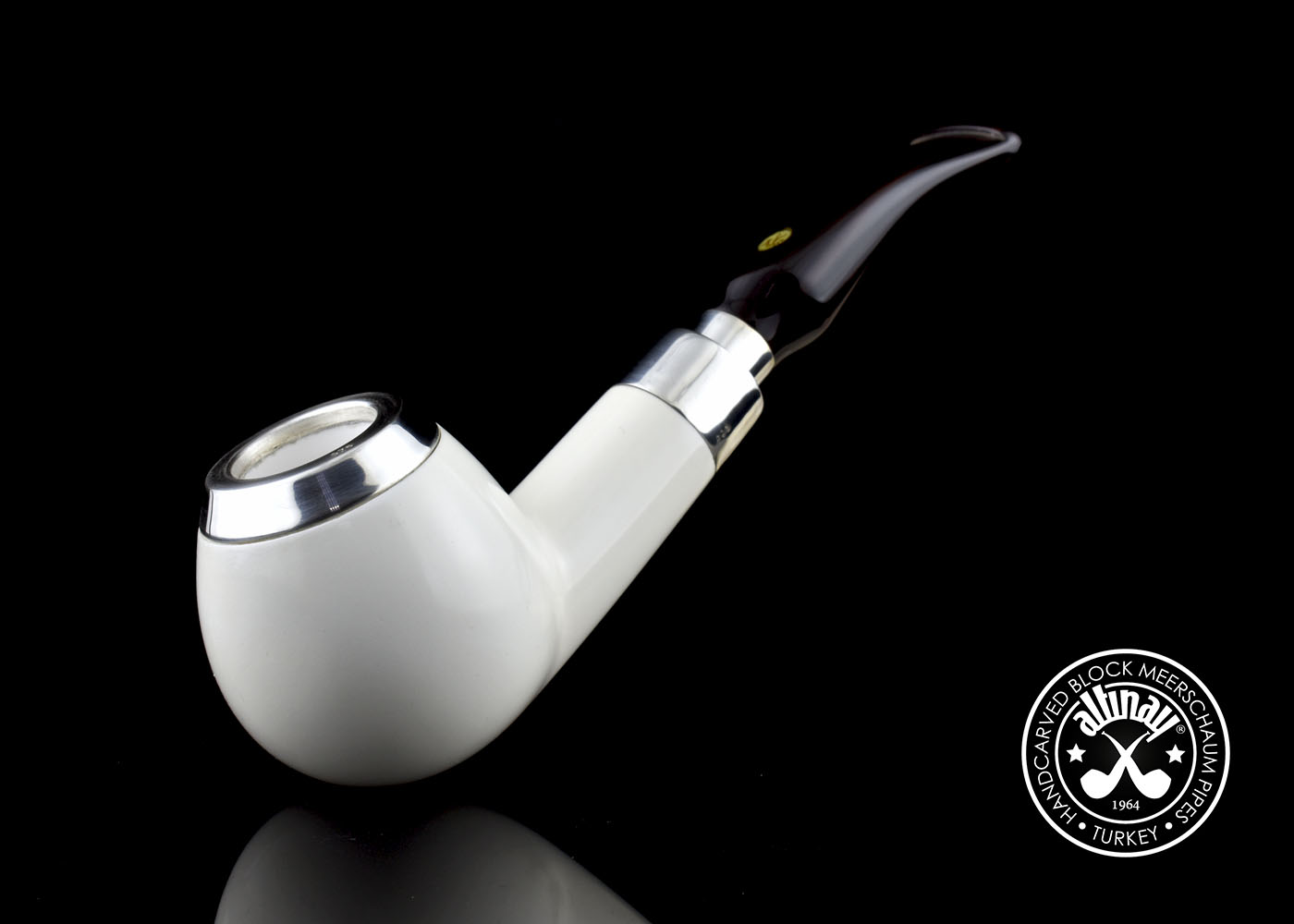 altinay-spigot-apple-meerschaumpfeife-silber-mit-cap image 1