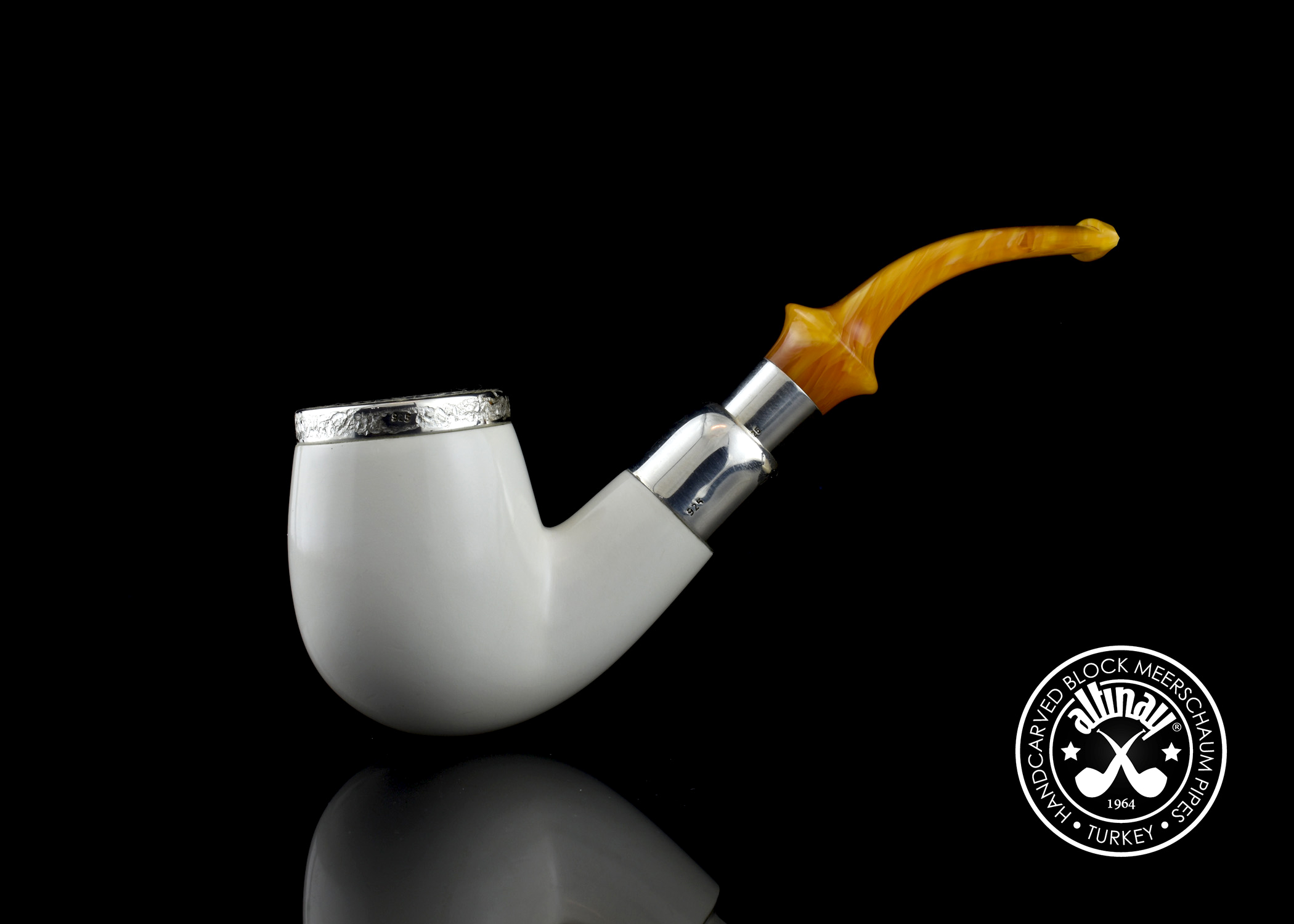 altinay-spigot-top-silver-bent-billiard-meerschaumpfeife-gebogen-2 image 2