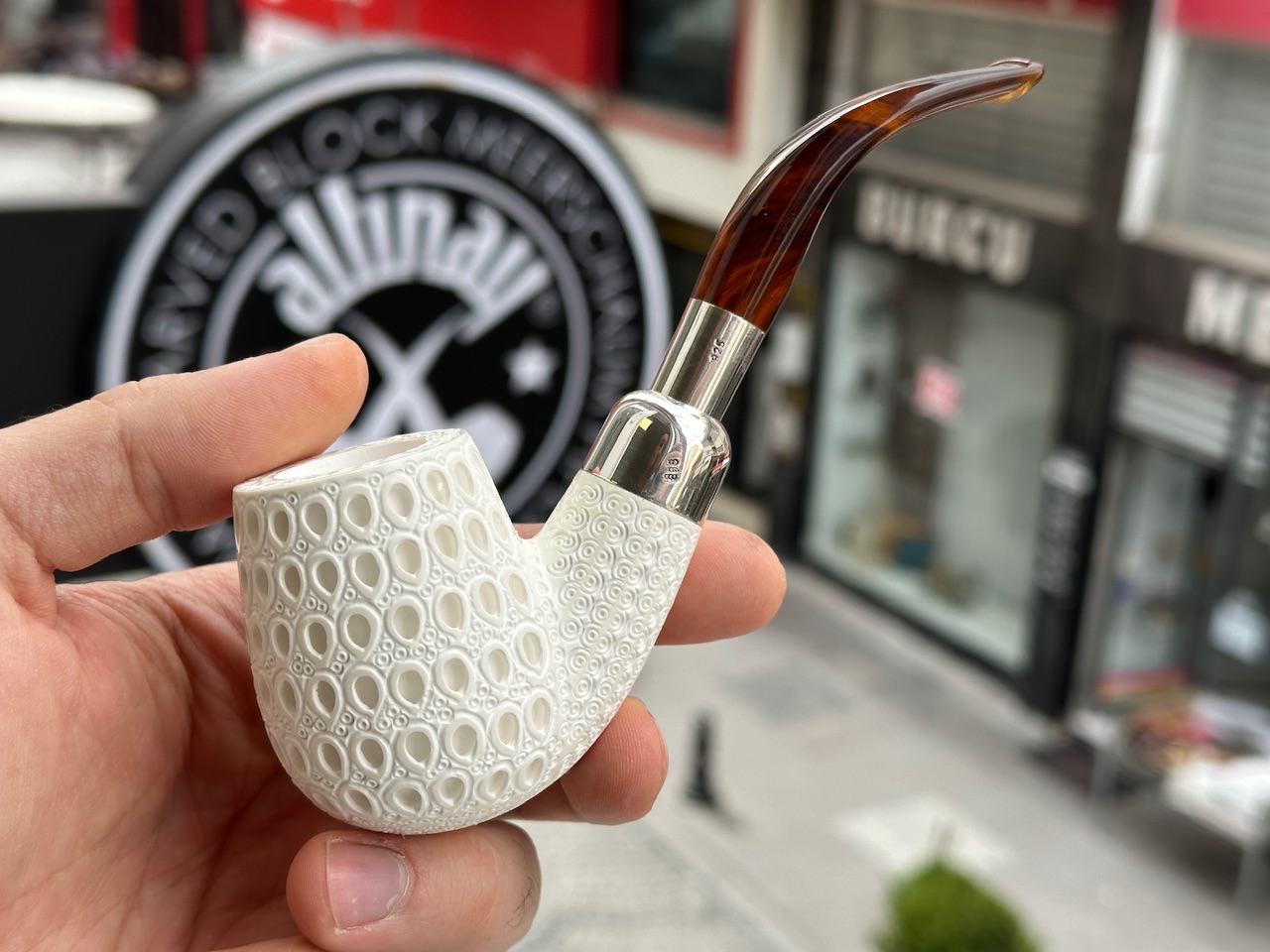 altinay-spigot-bent-billiard-meerschaumpfeife-silber-2 image 3
