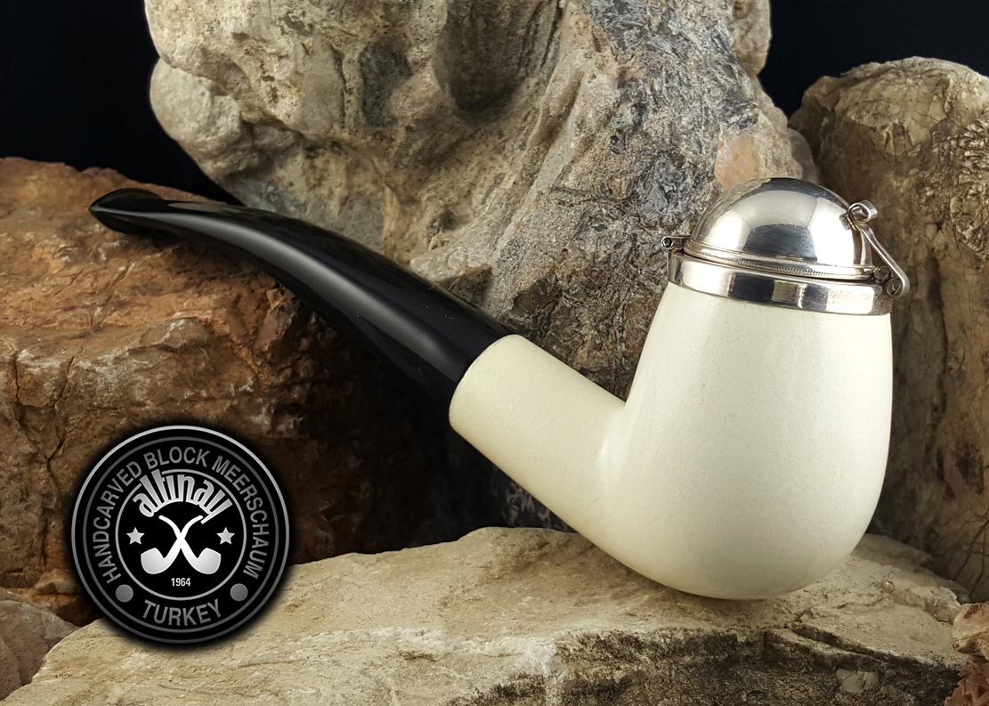 altinay-classic-bent-meerschaumpfeife-mit-silberdeckel image 3
