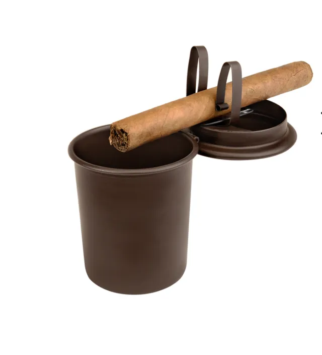 stinky-zigarren-aschenbecher-auto-braun-mit-federclip image 1