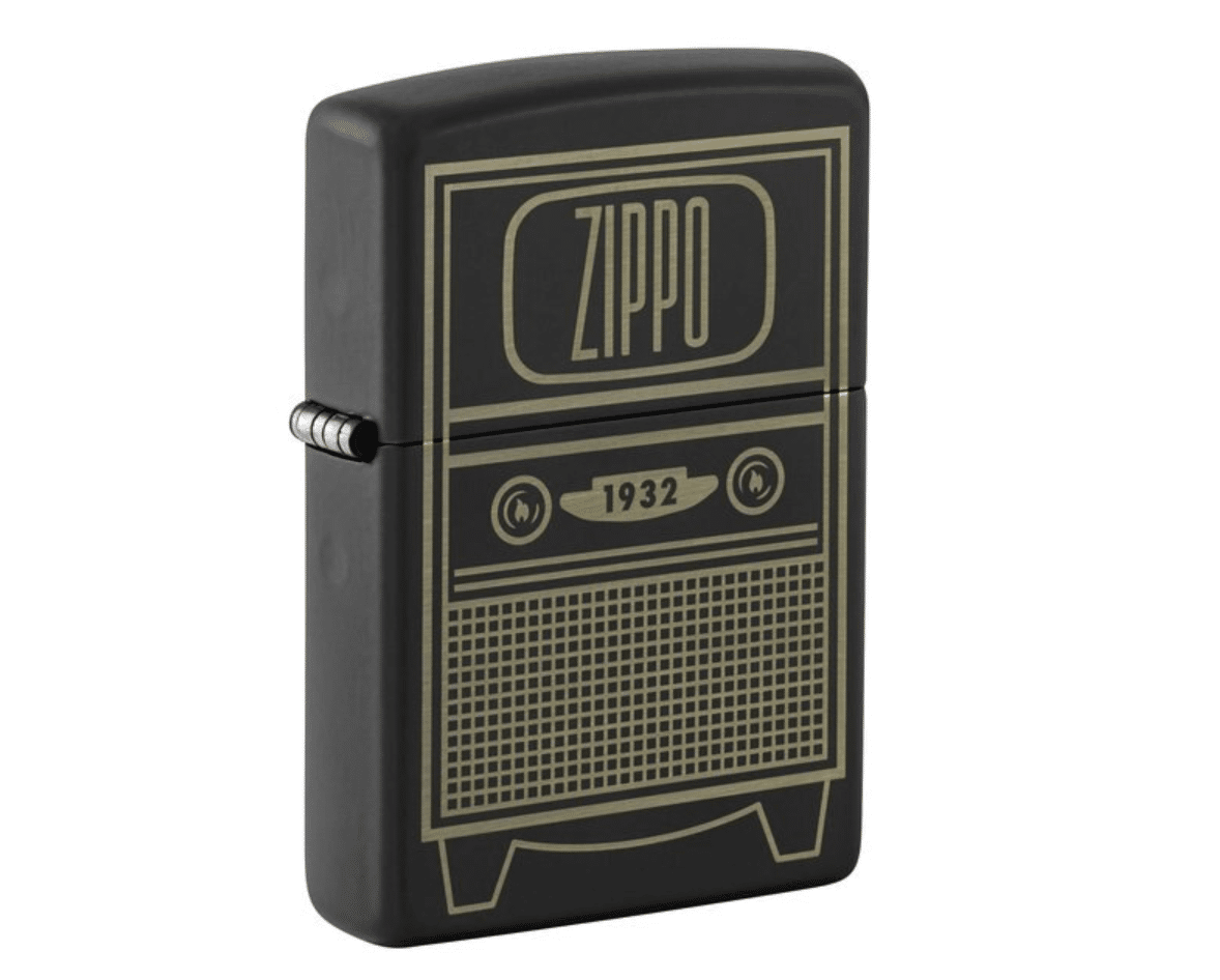 zippo-vintage-tv-black-matte-taschenfeuerzeug-benzin image 1