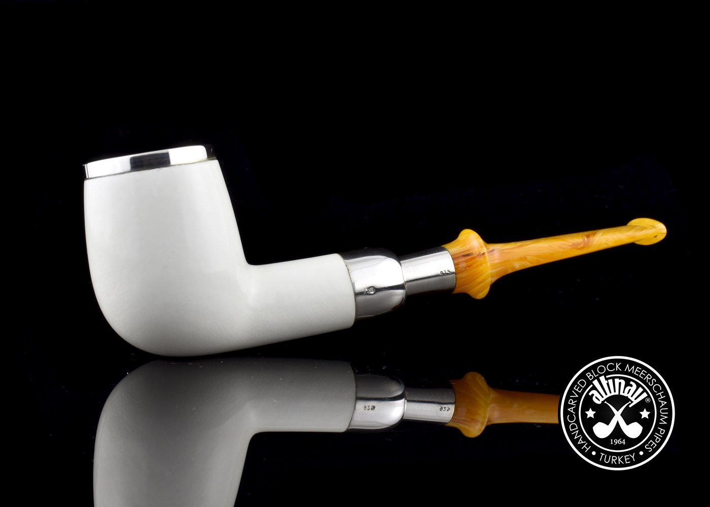 altinay-spigot-army-billiard-meerschaumpfeife-silberkappe-2 image 2