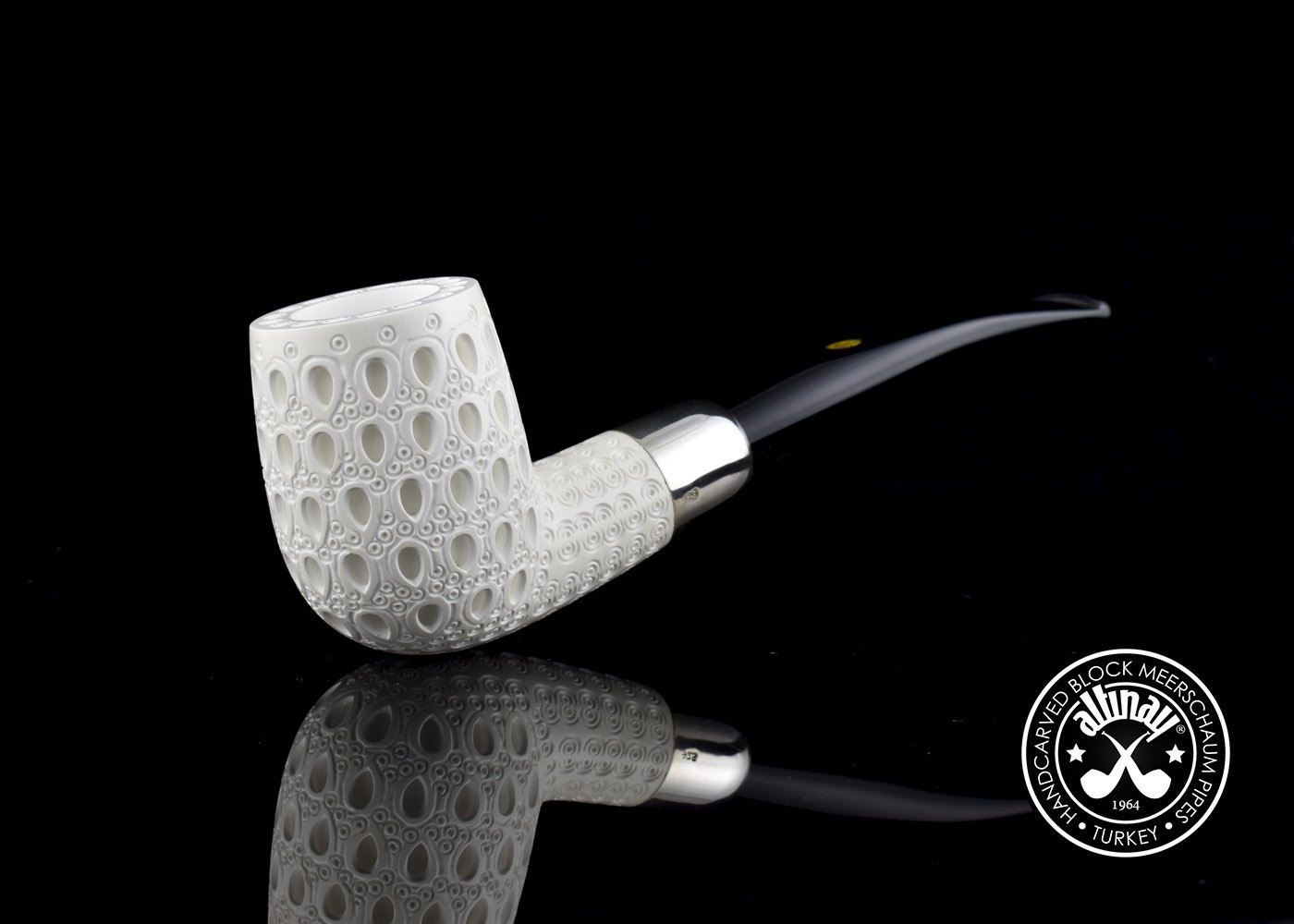 altinay-spigot-army-bent-billiard-meerschaumpfeife-silber-2 image 1