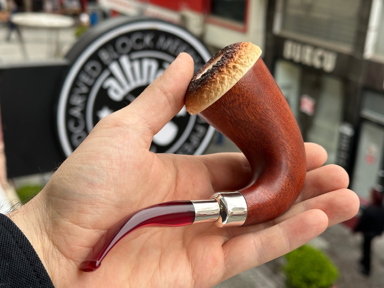 altinay-calabash-mahagoni-tabakpfeife-silber-meerschaum image 2