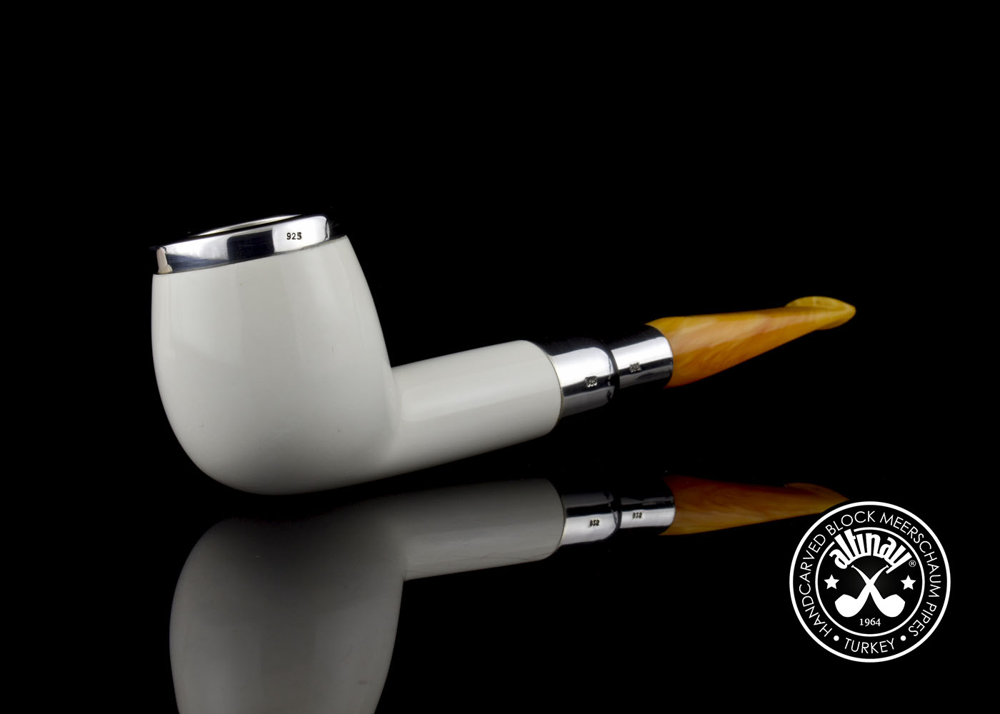altinay-spigot-billiard-meerschaumpfeife-silber-top-2 image 3