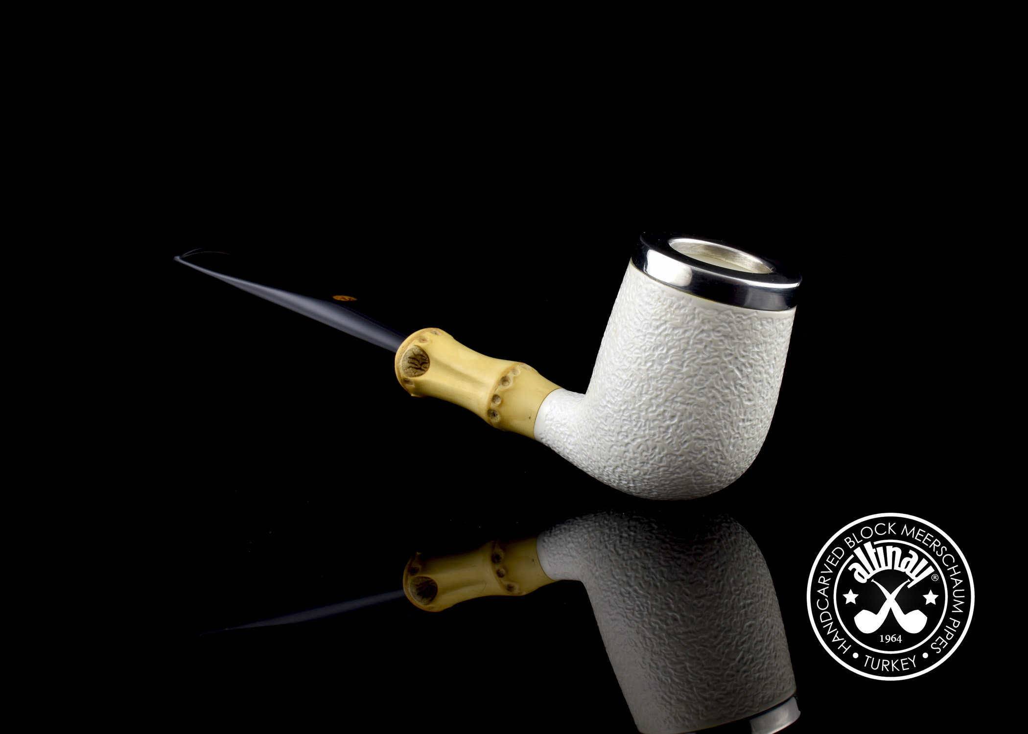 altinay-bamboo-top-silver-billiard-tabakpfeife-meerschaum image 1