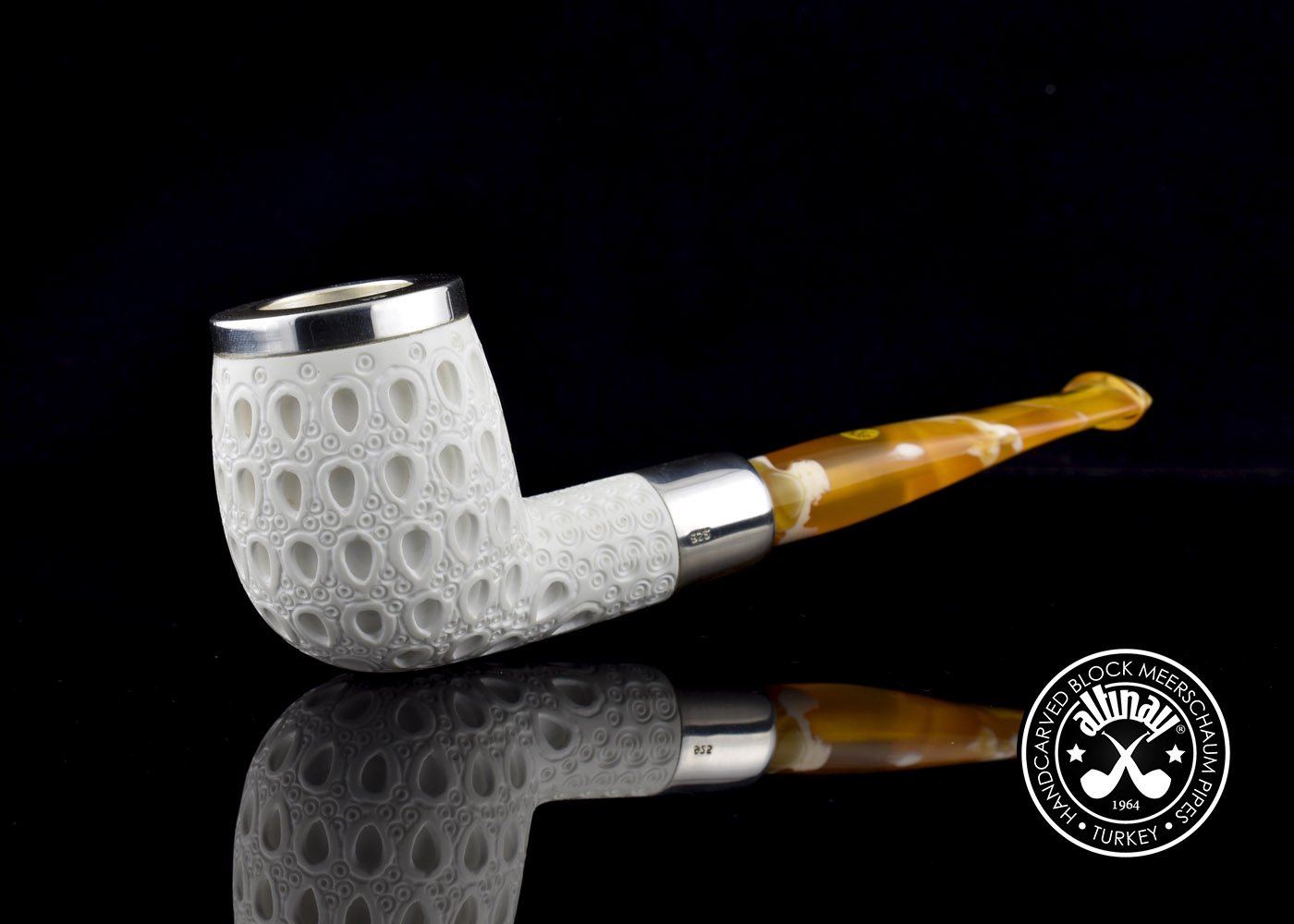altinay-spigot-army-billiard-meerschaumpfeife-silber-doppel-mundst-ck image 2