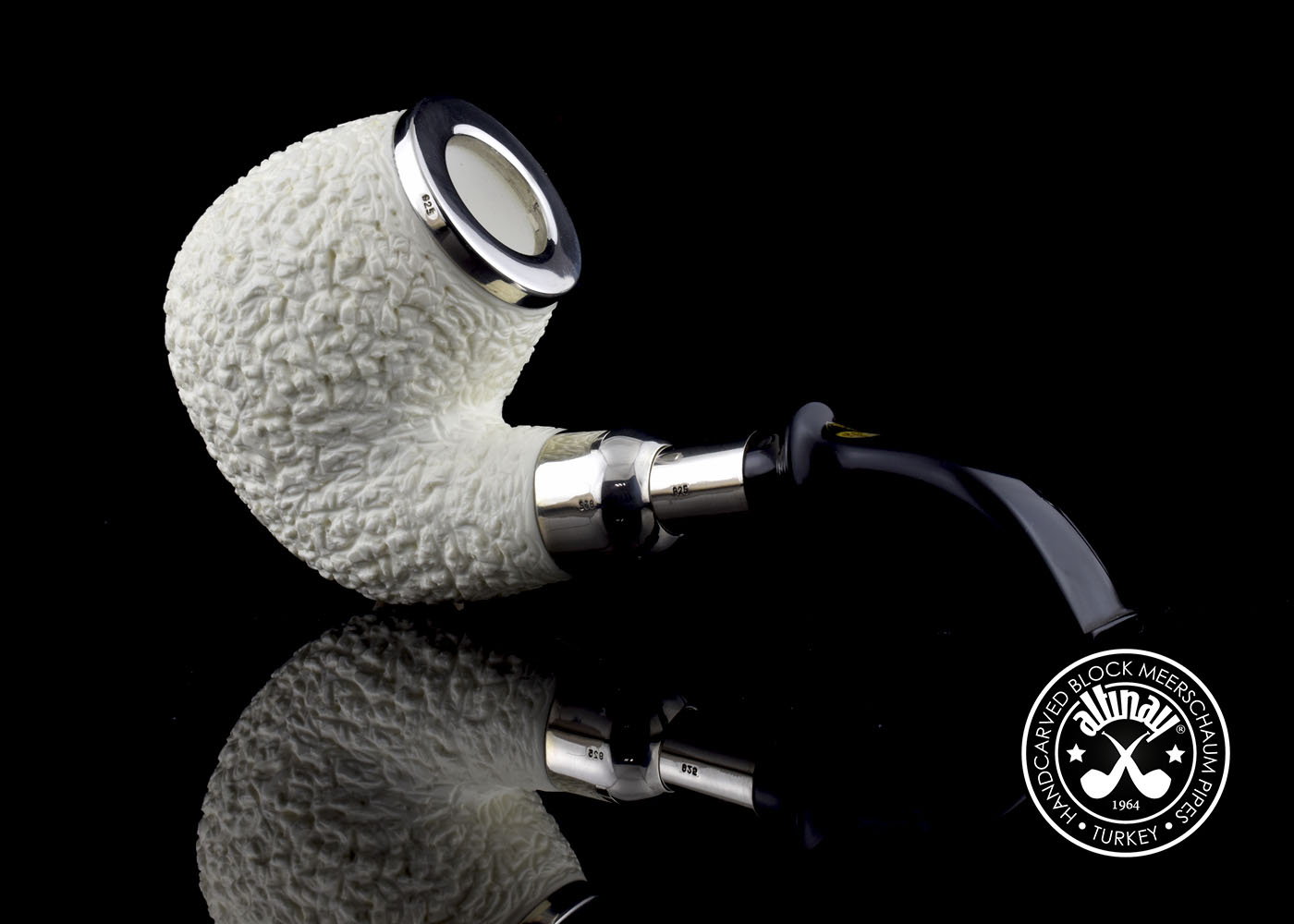 altinay-spigot-bent-apple-meerschaumpfeife-silber-top image 6
