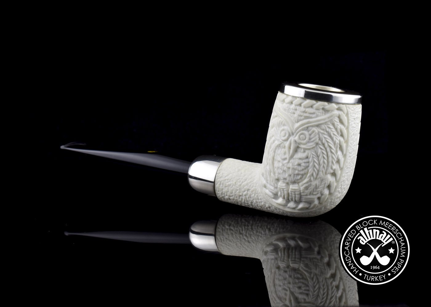 altinay-spigot-army-billiard-meerschaumpfeife-eule-silber image 3