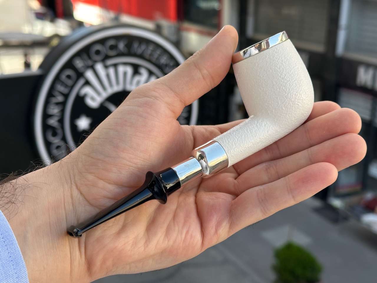altinay-spigot-billiard-meerschaumpfeife-silber-top-3 image 2