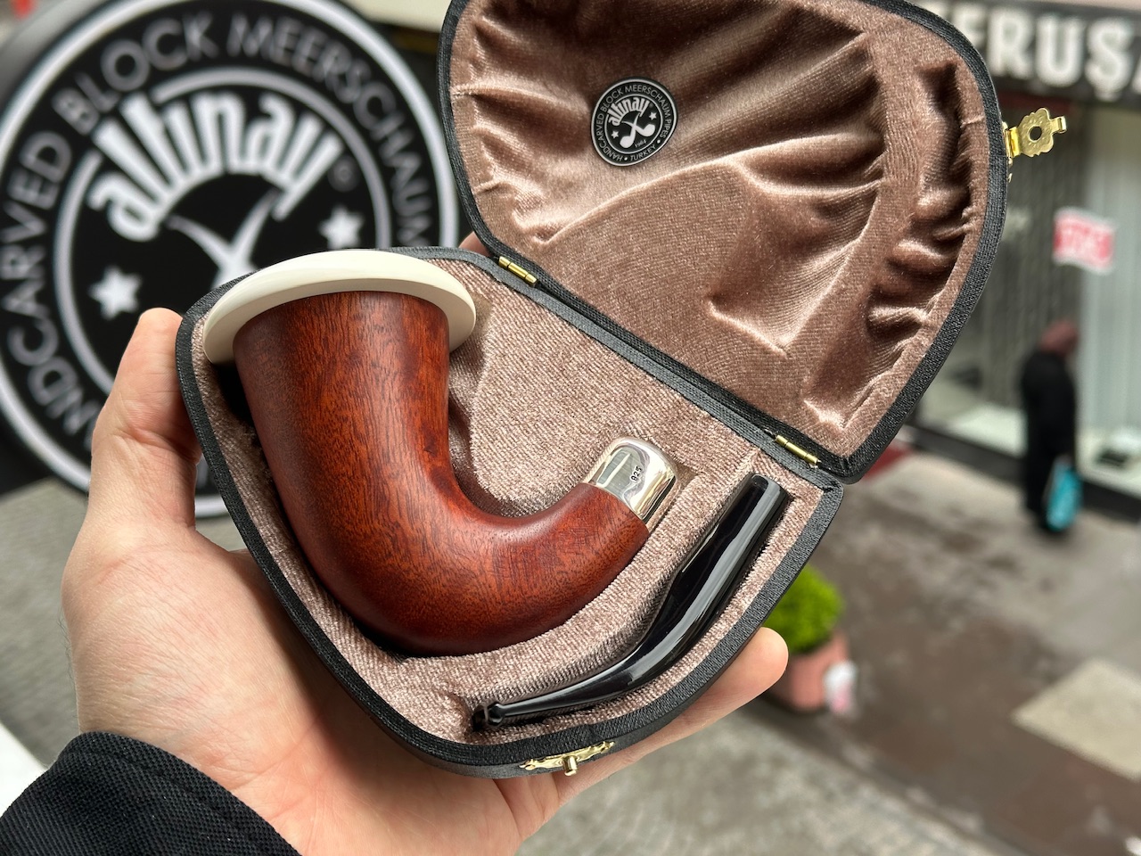 altinay-calabash-mahogany-pfeife-silber-army-meerschaum image 8