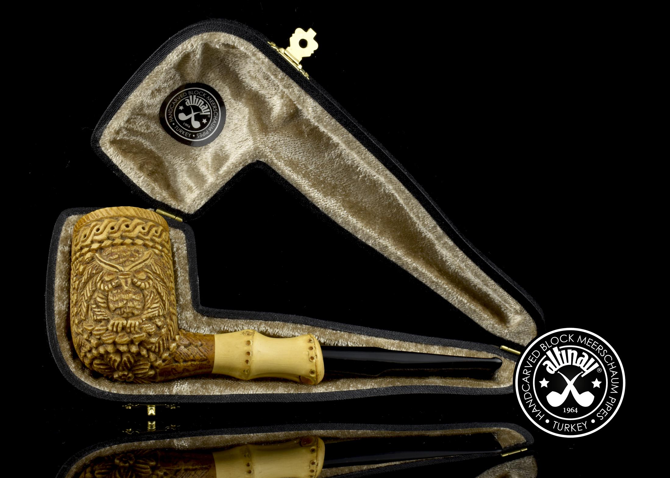 altinay-bamboo-billiard-meerschaumpfeife-eulenmotiv image 3