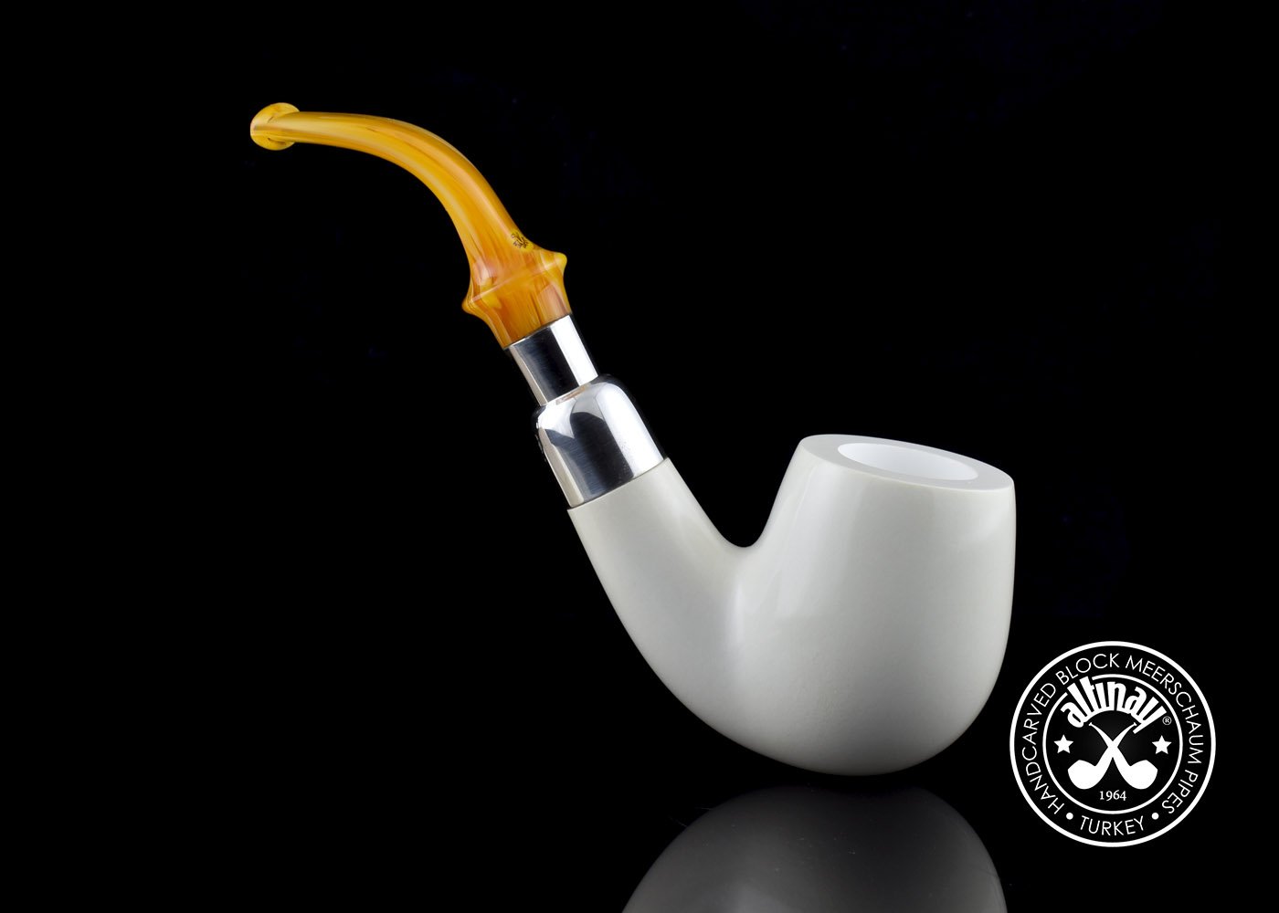altinay-spigot-bent-billiard-meerschaumpfeife-silber-6 image 5