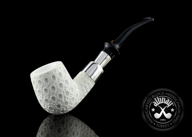 altinay-spigot-bent-meerschaumpfeife-acryl-silber image 1