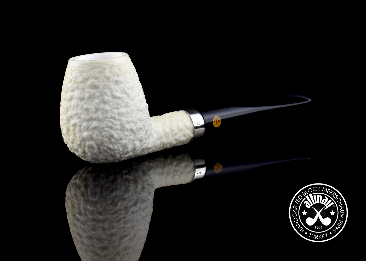 altinay-classic-billiard-meerschaumpfeife-mit-silberring-glatt image 1