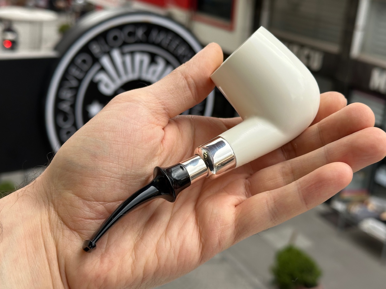 altinay-spigot-bent-billiard-pfeife-silber-spigot-meerschaum image 2