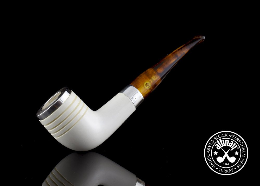 altinay-classic-quarter-bent-meerschaumpfeife-silberring image 5