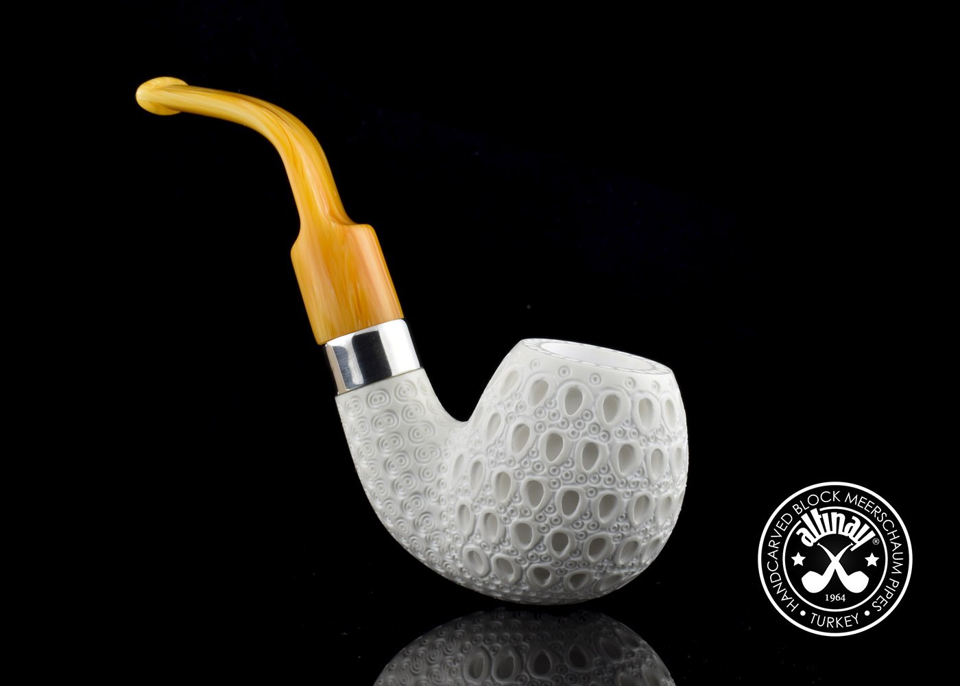altinay-classic-bent-apple-meerschaumpfeife-silberring image 3