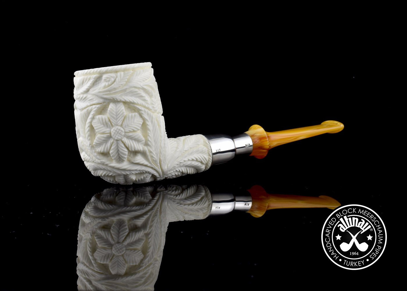 altinay-spigot-billiard-meerschaumpfeife-silber-gerade image 2