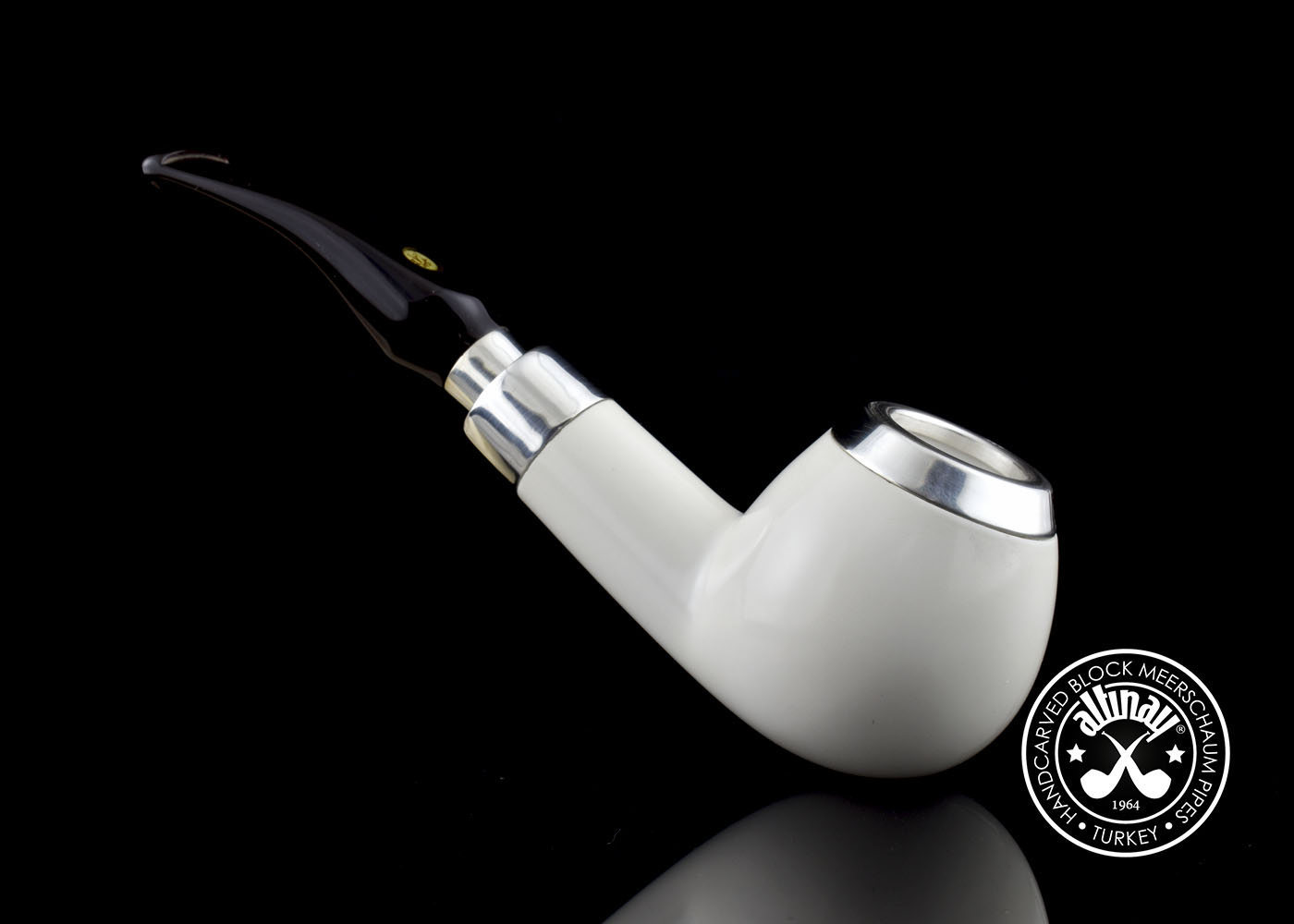 altinay-spigot-apple-meerschaumpfeife-silber-mit-cap image 3