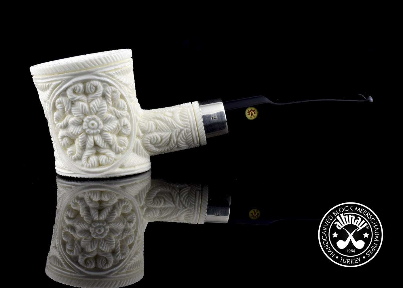 altinay-classic-poker-meerschaumpfeife-mit-silberring-natur image 2