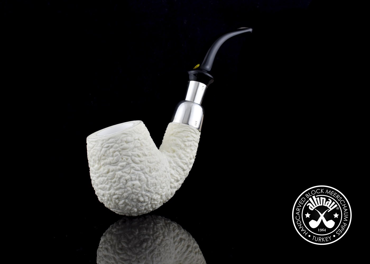 altinay-spigot-bent-billiard-meerschaumpfeife-silber image 3