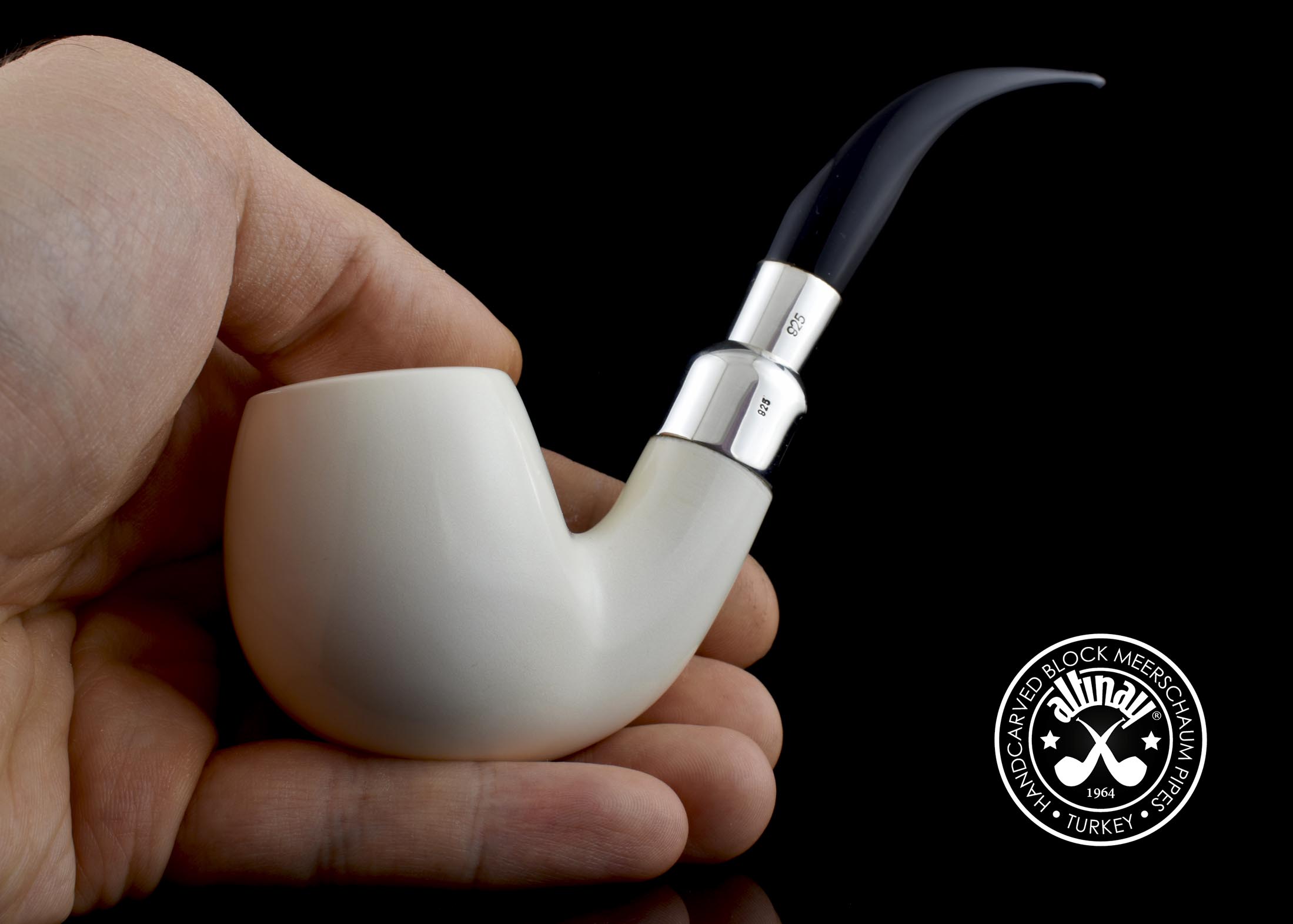 altinay-spigot-bent-billiard-meerschaumpfeife-silber-3 image 7