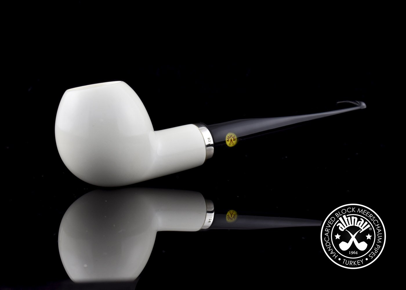 altinay-classic-apple-meerschaumpfeife-silberring-natur image 1