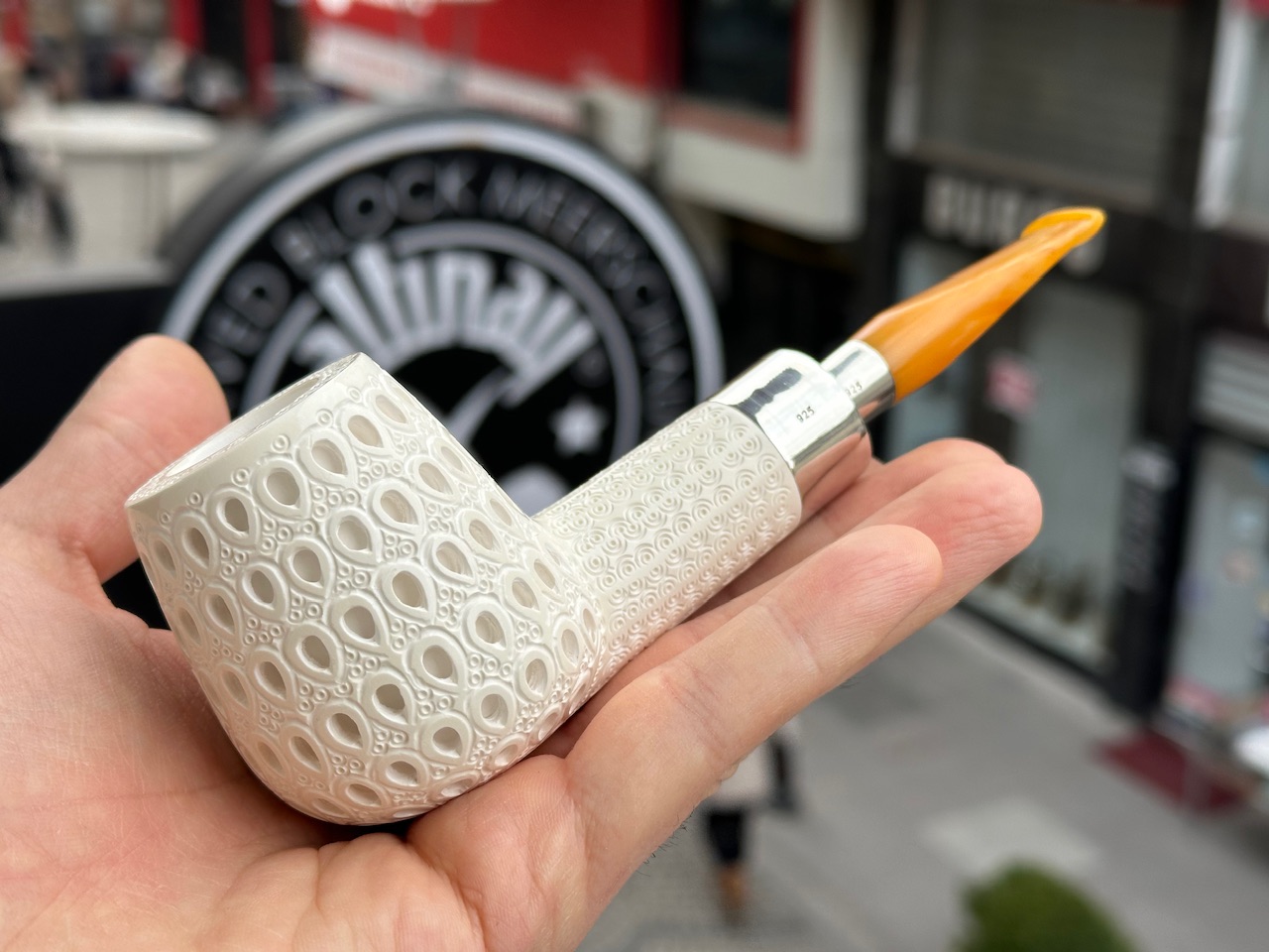 altinay-spigot-billiard-meerschaumpfeife-silber-tabakpfeife-glatt image 1