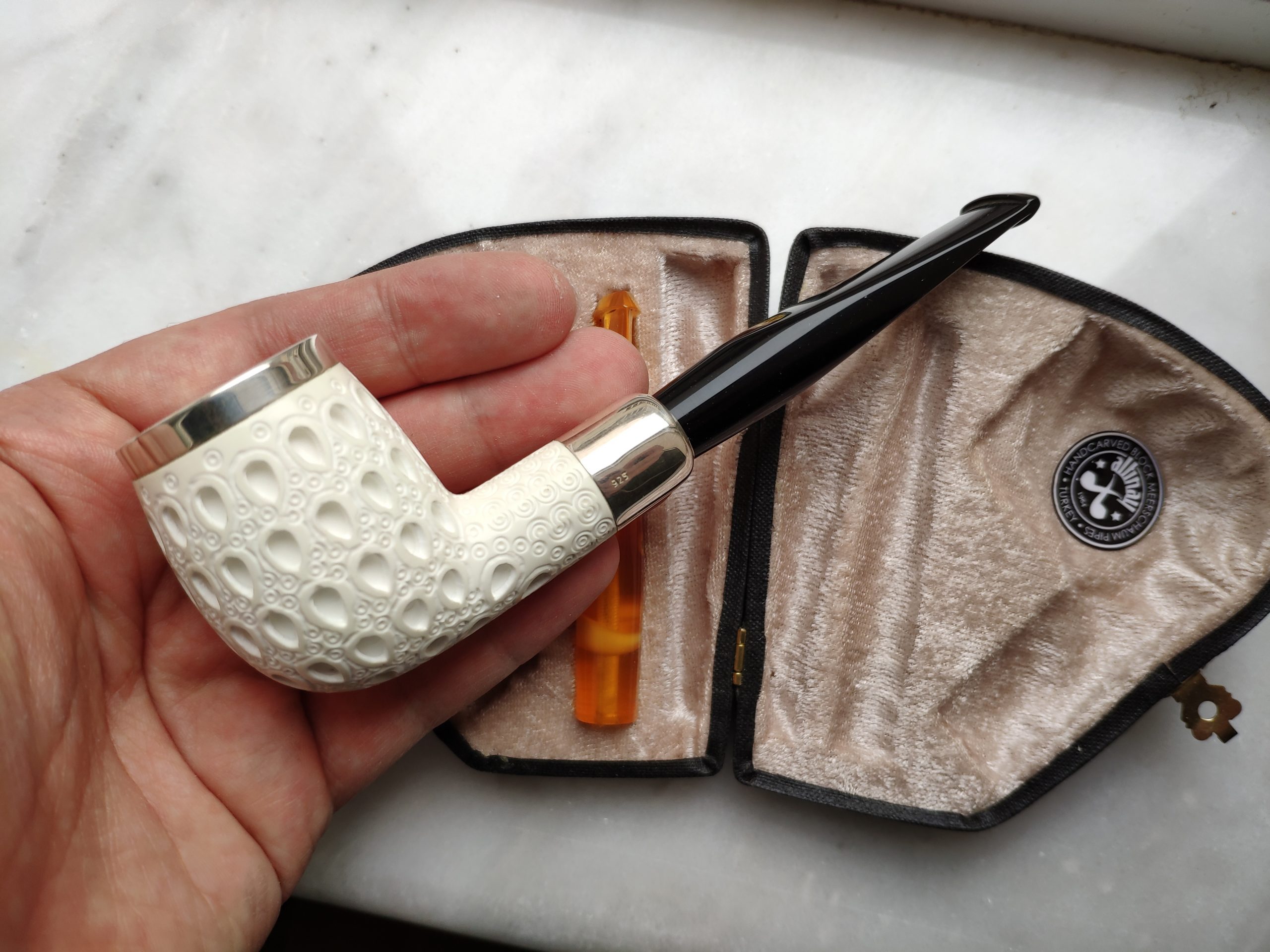altinay-spigot-army-billiard-meerschaumpfeife-silber-doppel-mundst-ck image 7
