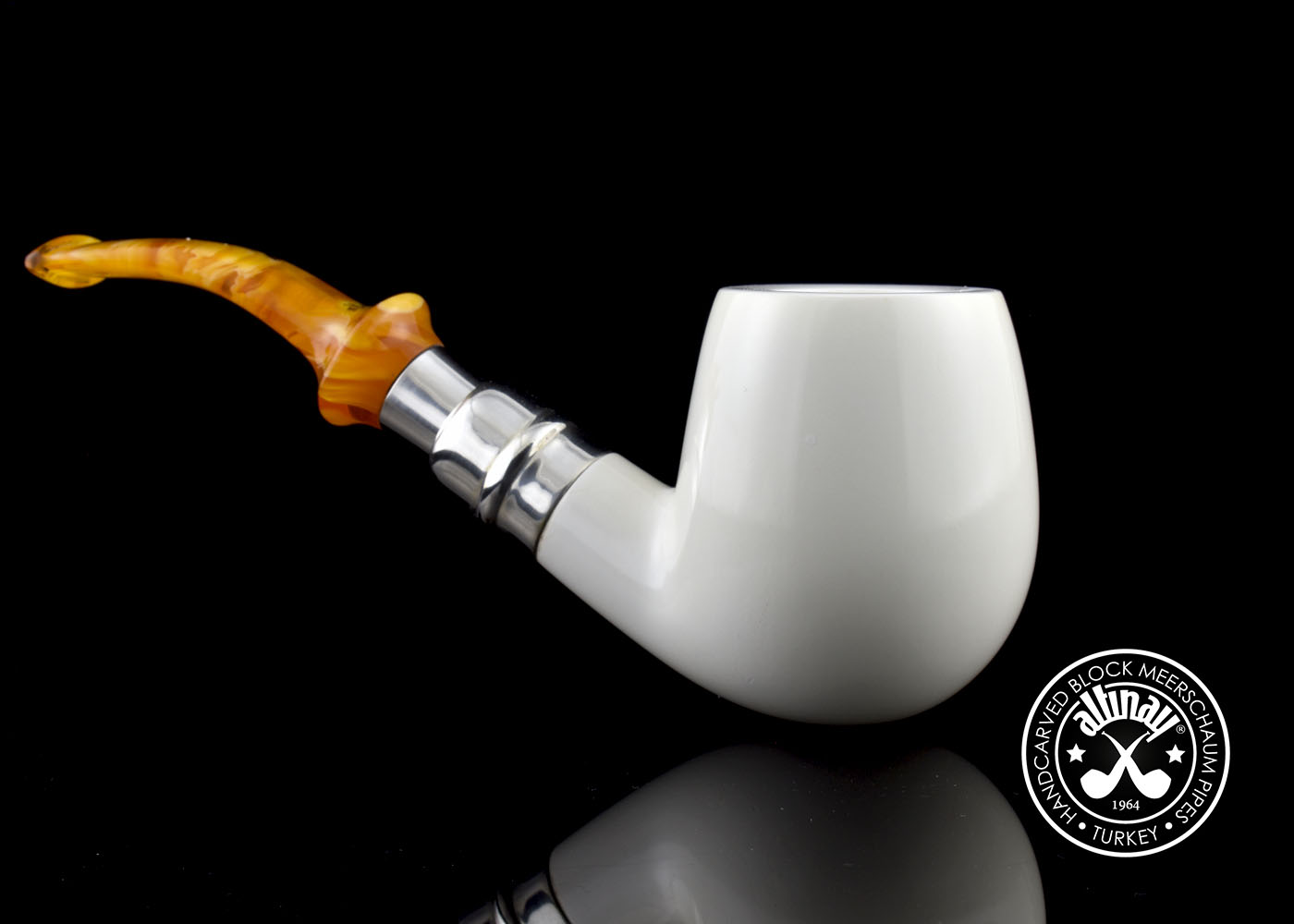 altinay-spigot-bent-billiard-meerschaumpfeife-silber-5 image 3