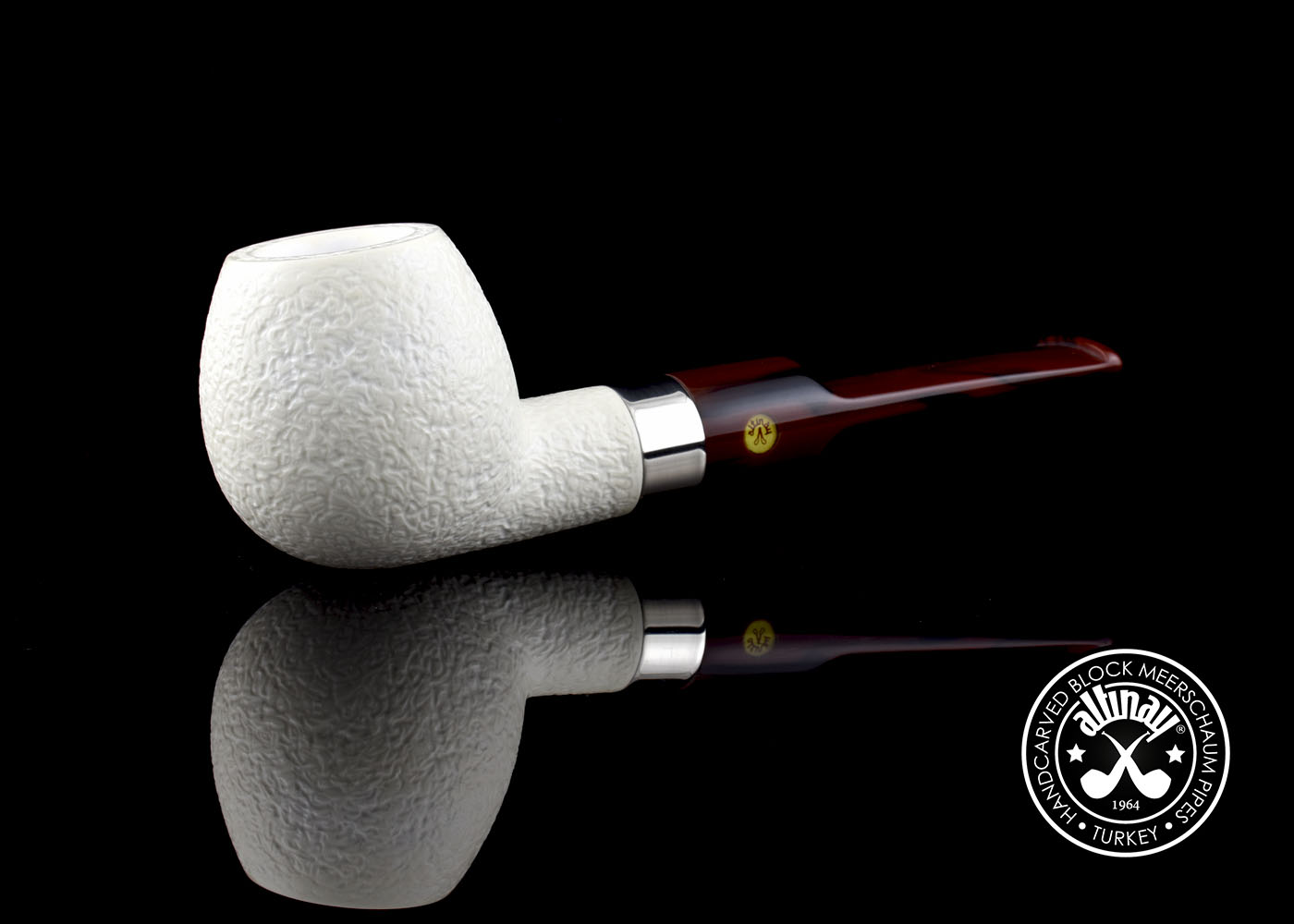 altinay-classic-apple-meerschaumpfeife-mit-silberband-blockmeerschaum image 1