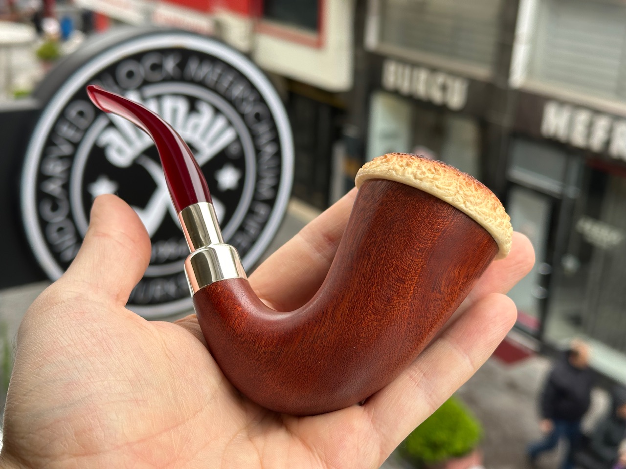 altinay-calabash-mahagoni-tabakpfeife-silber-meerschaum image 4