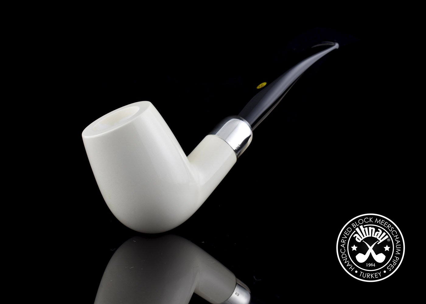 altinay-spigot-army-bent-billiard-pfeife-meerschaum-silber image 1
