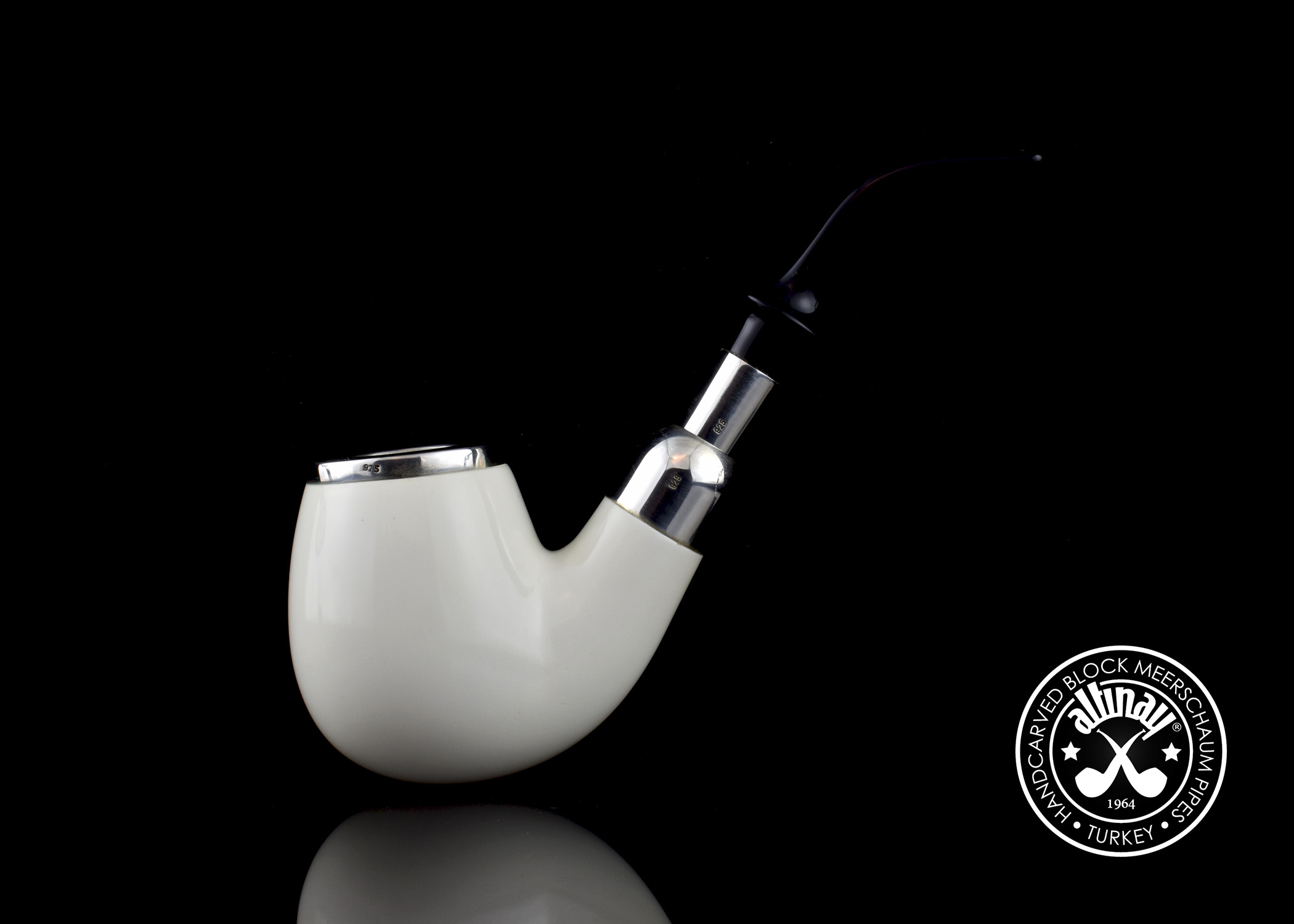 altinay-spigot-brandy-bent-tabakpfeife-meerschaum-silberschmuck image 3