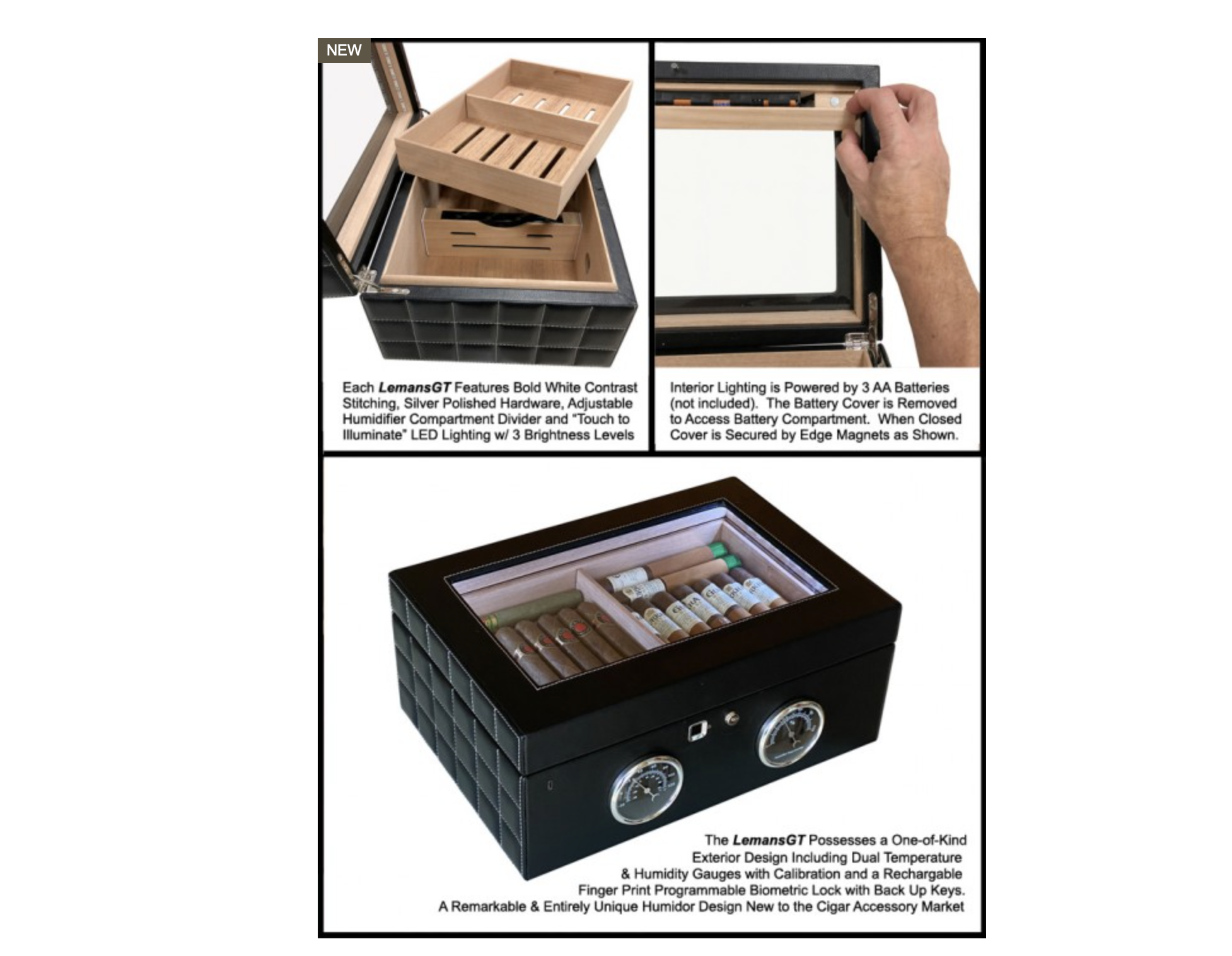 prestige-lemans-gt-humidor-120-zigarren-schwarz-leder-glas-led image 5