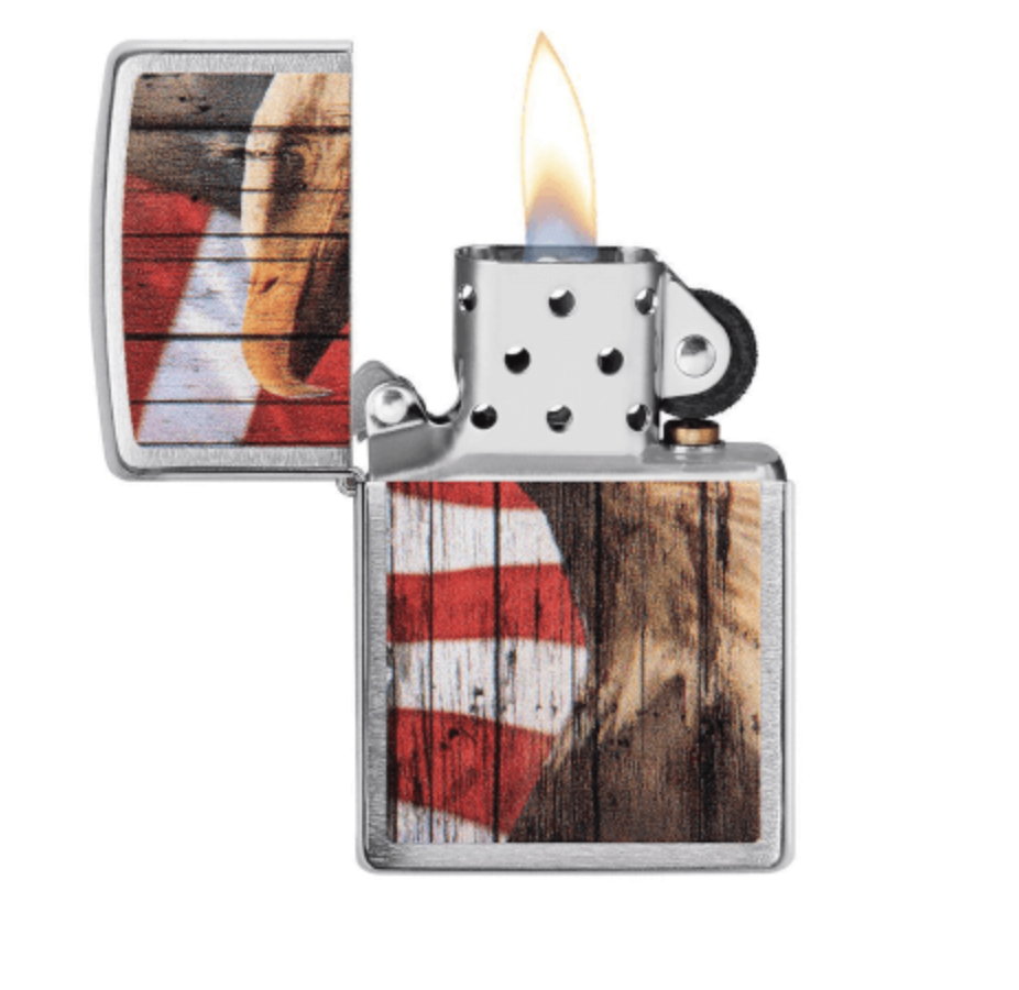 zippo-bald-eagle-american-flag-feuerzeug-brushed-chrome image 2