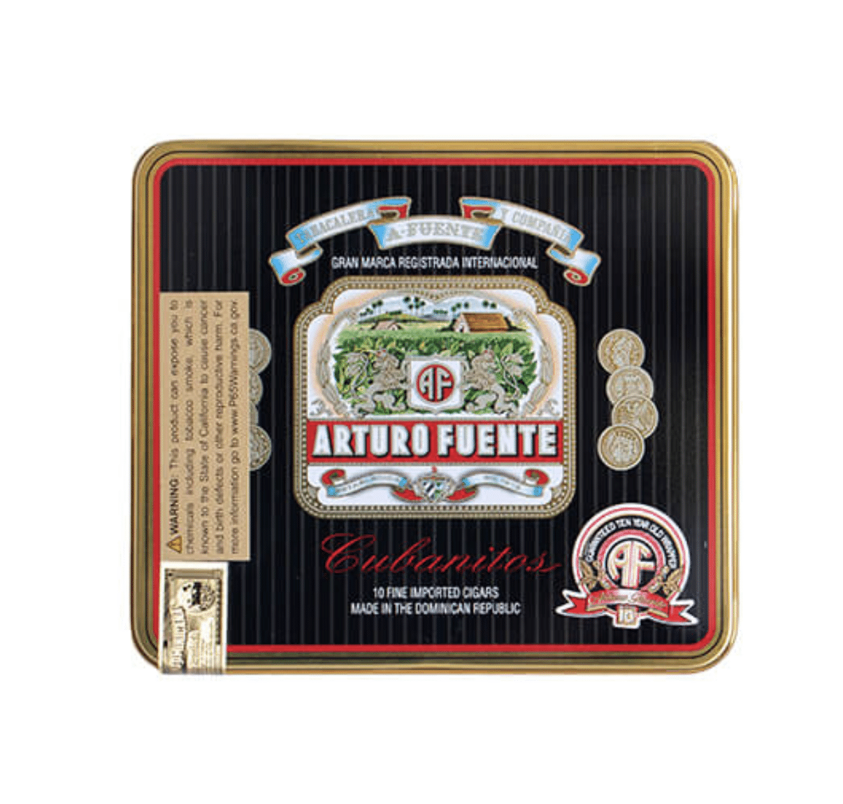 arturo-fuente-cubanitos-natural-zigarillos-black-tin-10er image 1