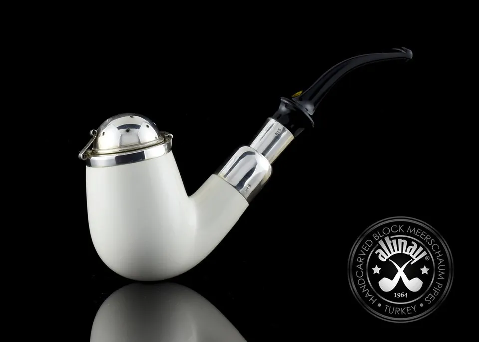 altinay-spigot-bent-billiard-meerschaumpfeife-22841-silber image 1