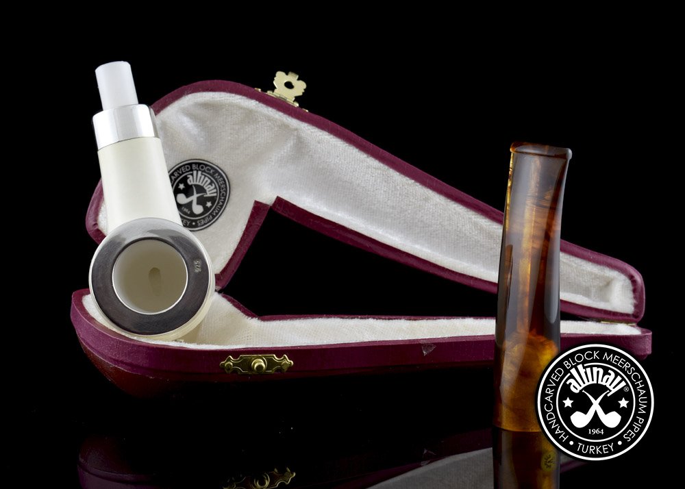 altinay-classic-quarter-bent-meerschaumpfeife-silberring image 6