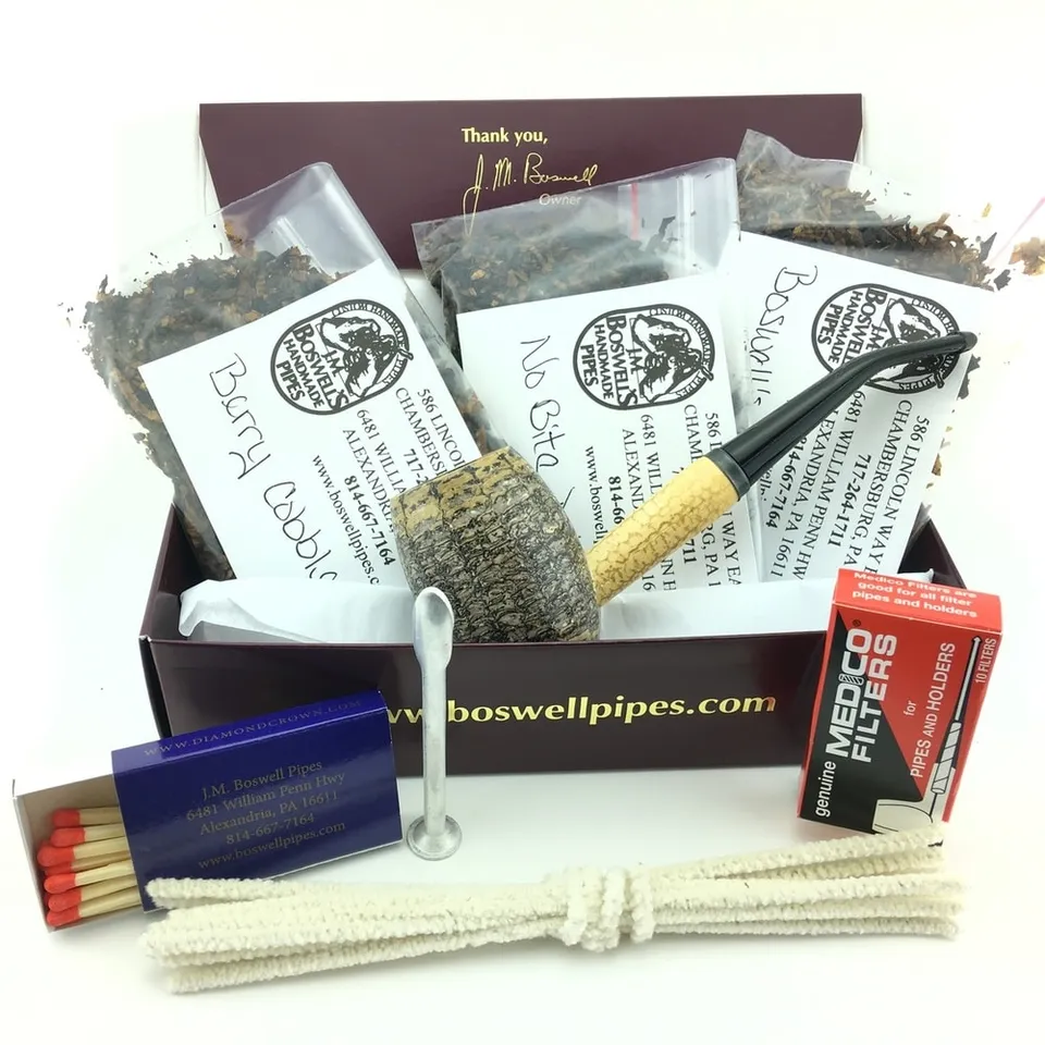 boswell-beginner-starter-kit-pfeifenset-maispfeife-3-tabake image 1