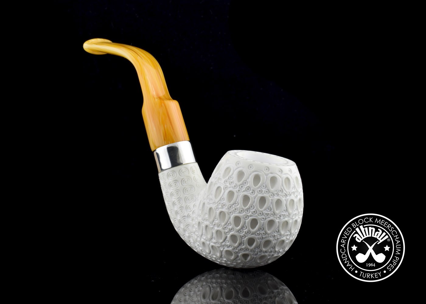 altinay-classic-bent-apple-meerschaumpfeife-silberring image 4