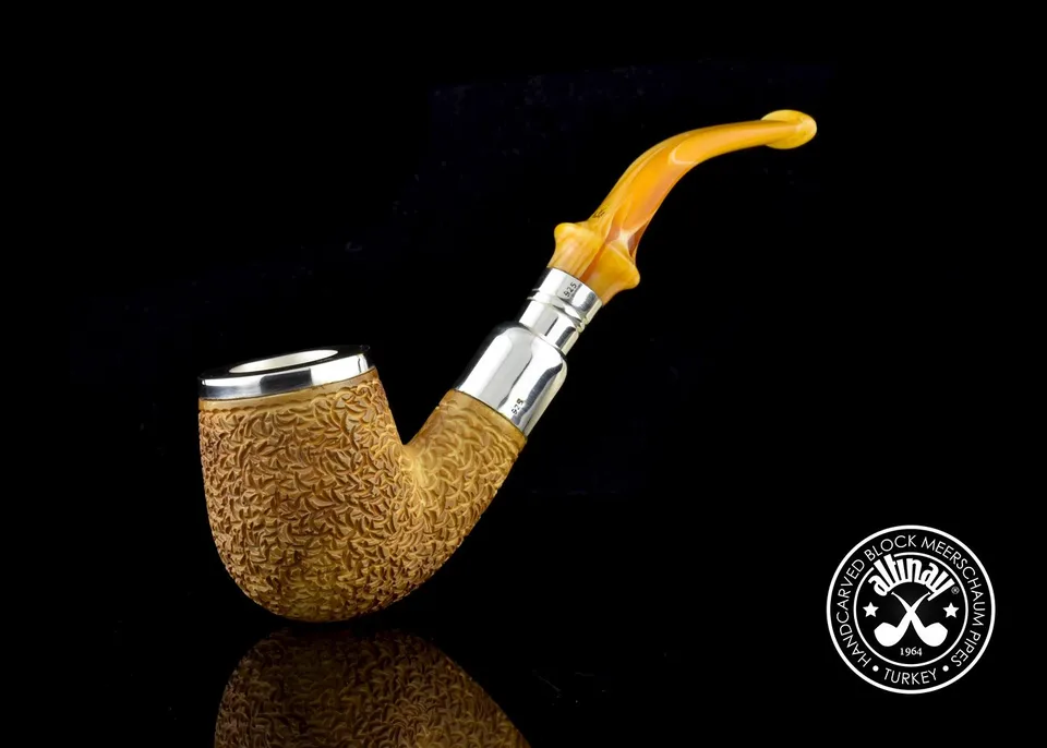 altinay-spigot-bent-billiard-meerschaumpfeife-silber-top image 1
