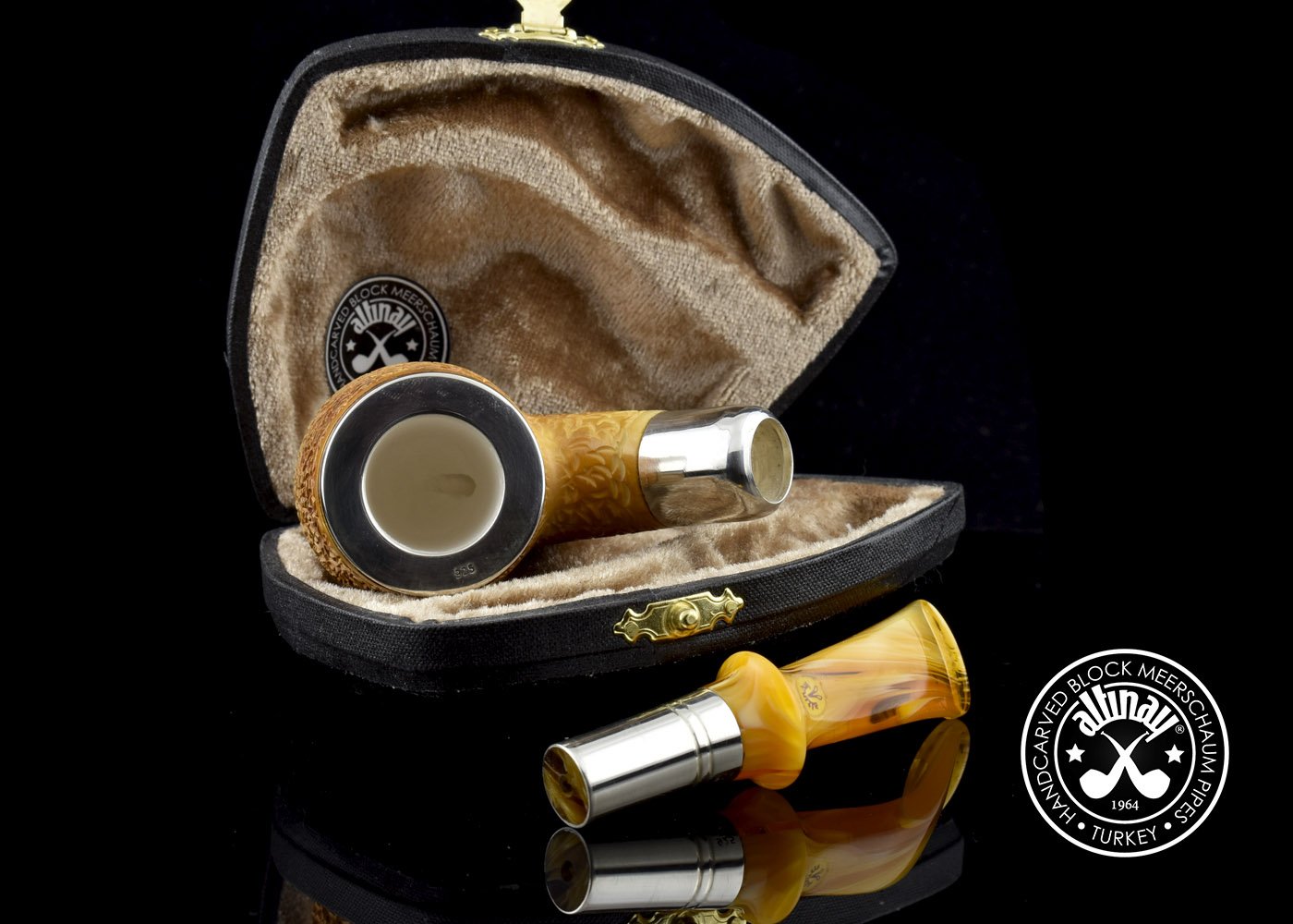 altinay-spigot-bent-billiard-meerschaumpfeife-silber-top image 6