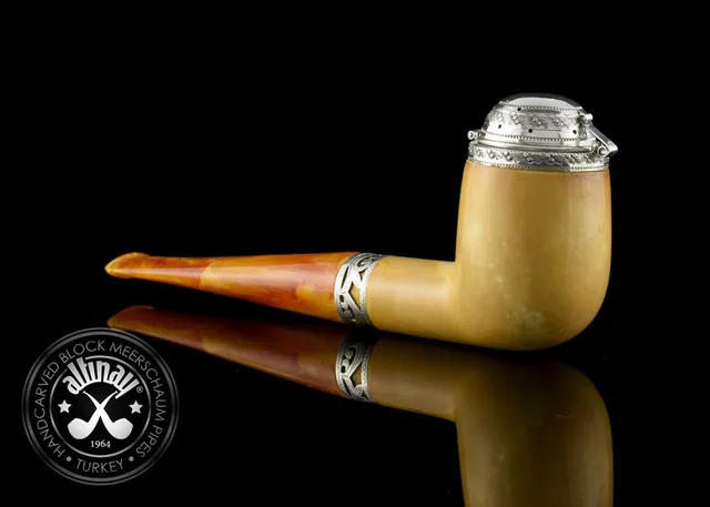 altinay-calcined-meerschaumpfeife-billiard-22812-silberdeckel image 1