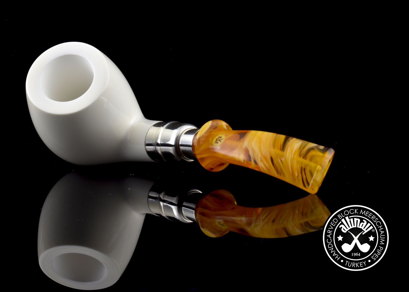 altinay-spigot-bent-billiard-meerschaumpfeife-silber-5 image 5
