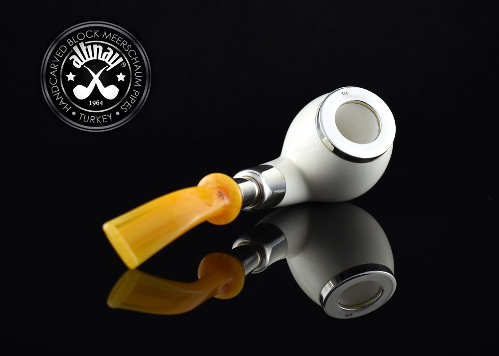 altinay-spigot-bent-silber-meerschaumpfeife-mit-cap image 1