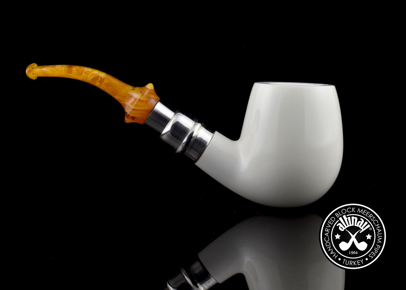 altinay-spigot-bent-billiard-meerschaumpfeife-silber-5 image 4