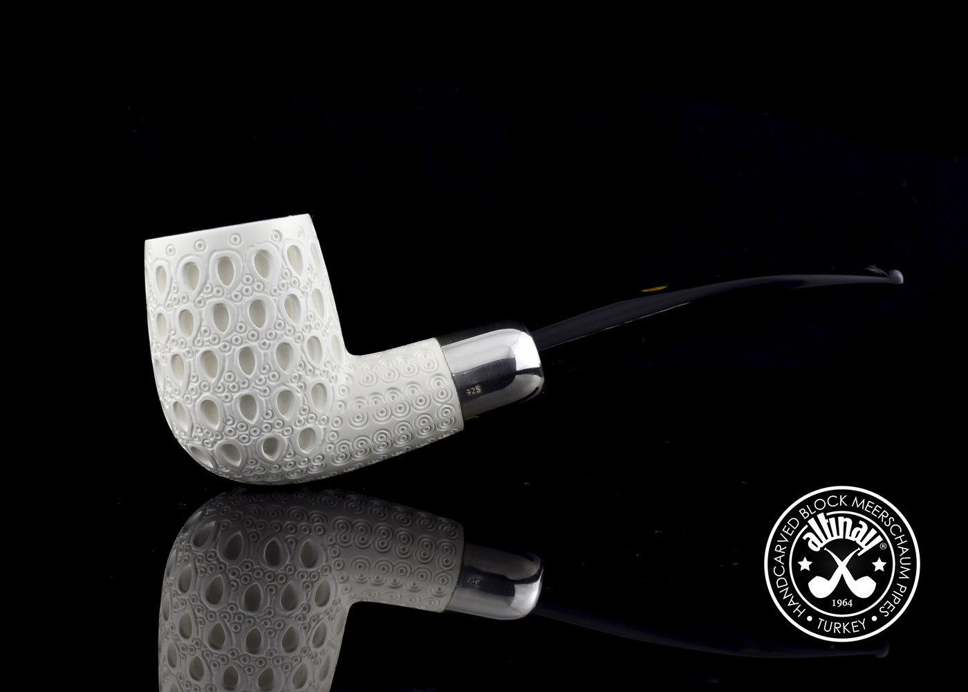 altinay-spigot-army-bent-billiard-meerschaumpfeife-silber-2 image 2